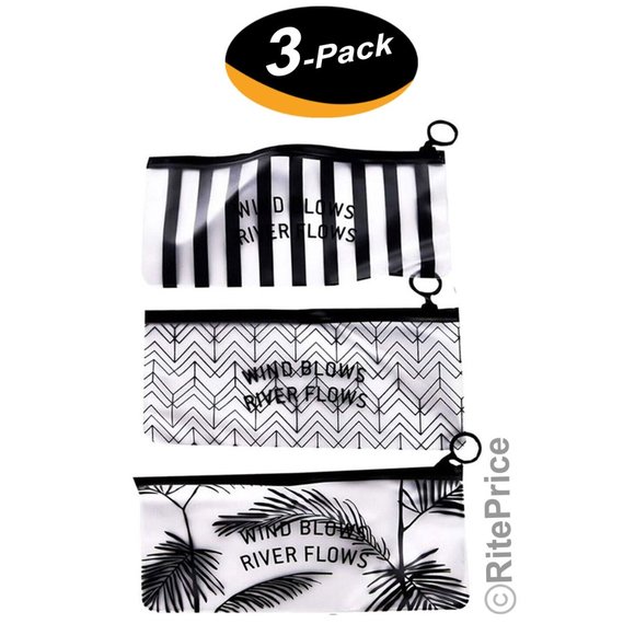 PVC Transparent Small Bag Women's Makeup Waterproof Travel Organizer (3 Pack) - Picture 1 of 8